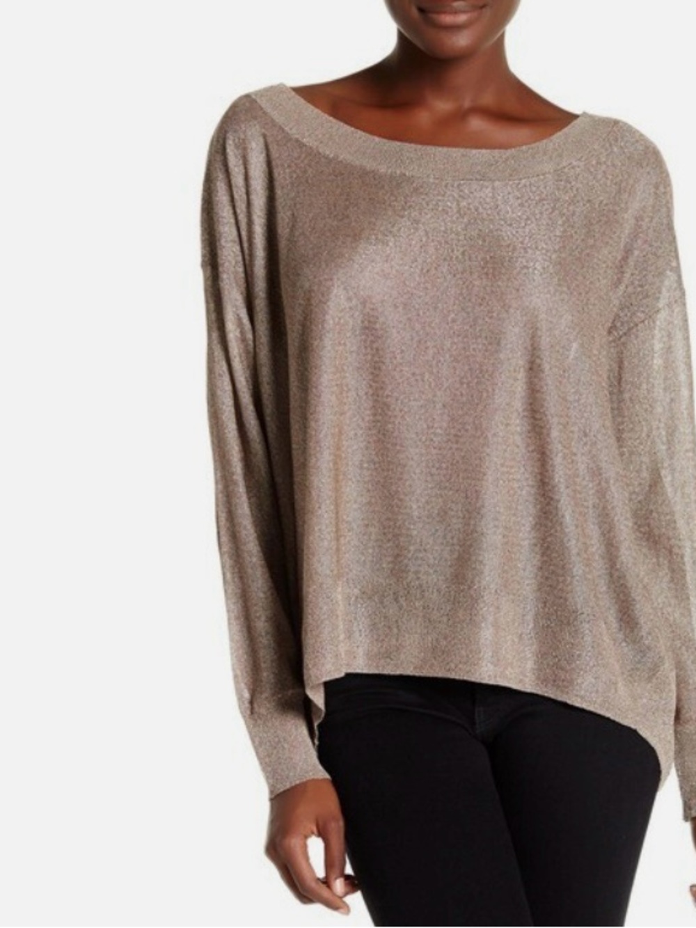 $148 NWT Free People Fairy Dust Metallic Shimmer Open Back Pullover Sweater